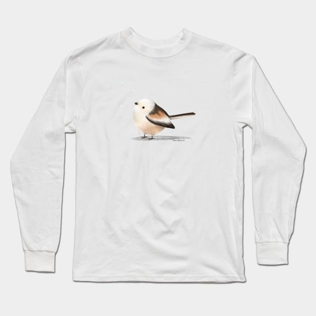 Shima Enaga Bird and snow Long Sleeve T-Shirt by julianamotzko